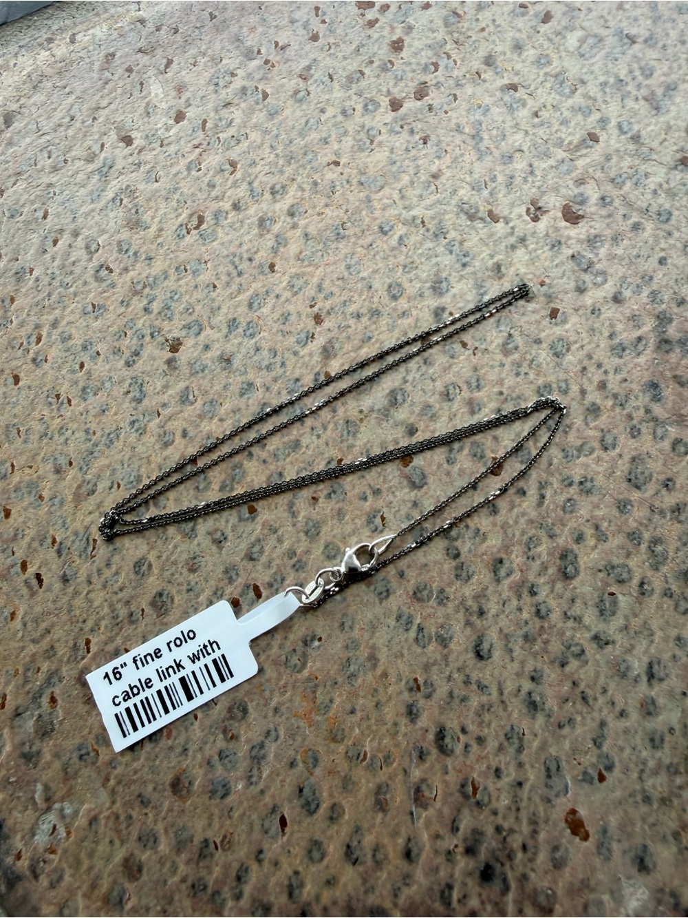 18kt White Gold Black Rhodium Rolo Chain Necklace 16” long